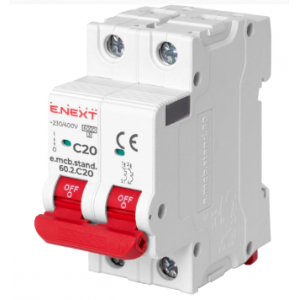 Enext e.mcb.stand.60.2.C20, 2р, 20А, C, 6кА Модульний автоматичний вимикач